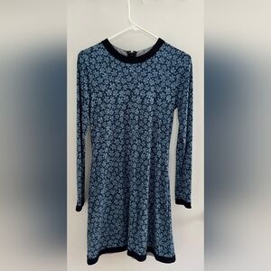 Michael Kors Long Sleeve Floral Dress Blue Size Small/Petite